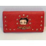 Betty Boop Tri-fold Wallet #060 Face Design Red